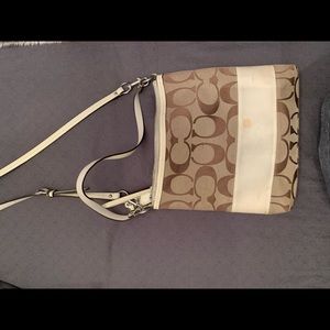 Large Coach purse, multi-strap, white accent
